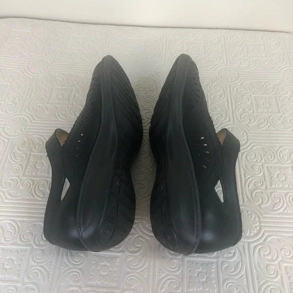 Hotter Women Chile Black Leather Chunky Mary Jane Comfort Shoe Square England - Picture 5 of 10